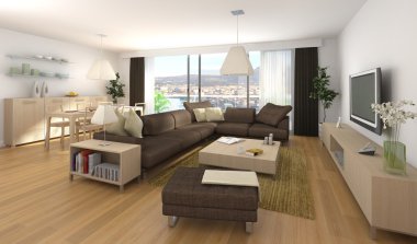 Modern interior design of apartment clipart