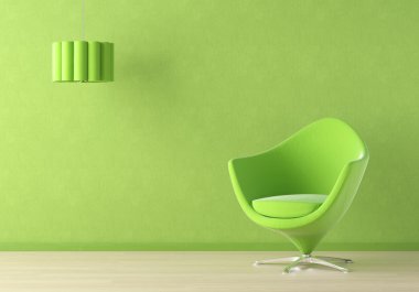 Green interior scene clipart