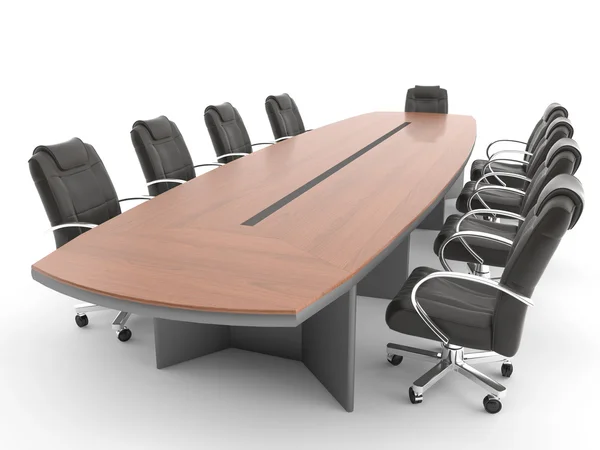 Mesa da sala de reuniões isolada em branco — Fotografia de Stock