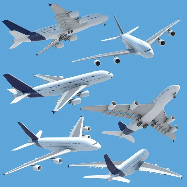 Samolot kolekcja zestaw na białym tle — Zdjęcie stockowe