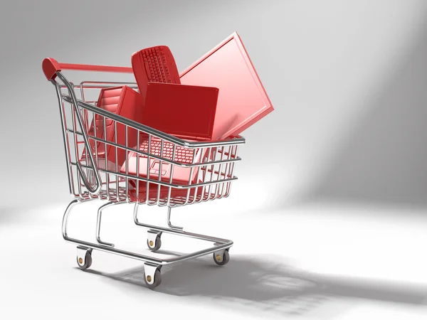 Shopping cart with technology concept — Stock Photo, Image