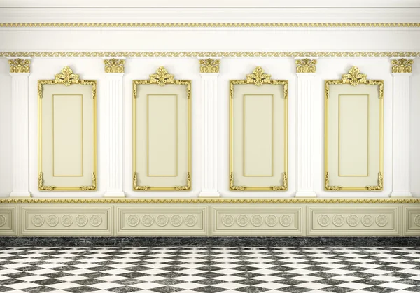 Klasické zdi pozadí s golden lištu — Stock fotografie
