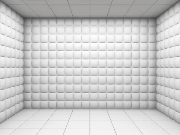 Bílý prázdný polstrovaná místnost — Stock fotografie
