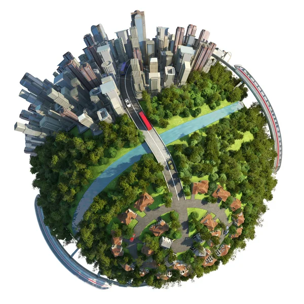 Suburbios y concepto de globo urbano —  Fotos de Stock