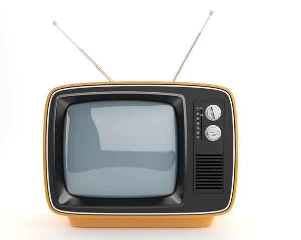 Orangefarbener Retro-Fernseher von vorne — Stockfoto