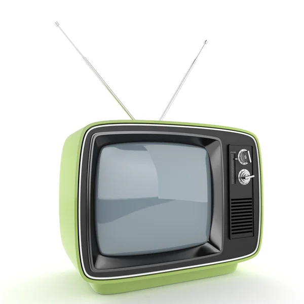 Green retro TV perspective — Stock Photo, Image