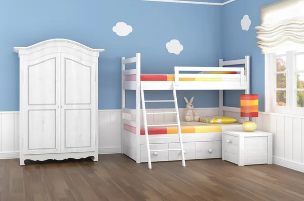 Modré dětské ložnice — Stock fotografie
