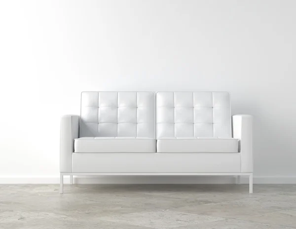 Белая комната и диван — стоковое фото