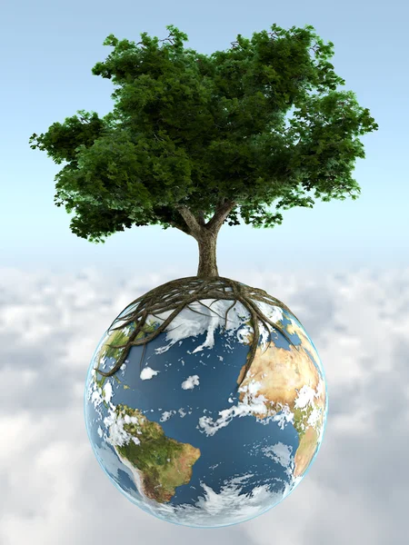 Tree on planet earth — Stock Photo, Image