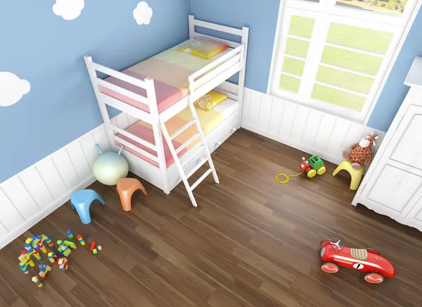 ChildrenÂ´s bedroom seen from above — 스톡 사진