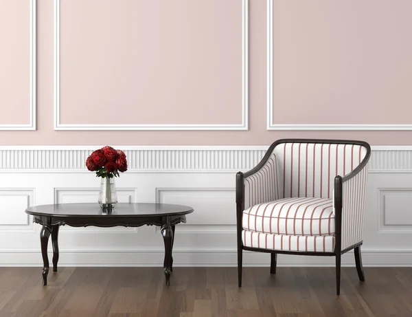 Рожево-білий класичний інтер'єр — стокове фото