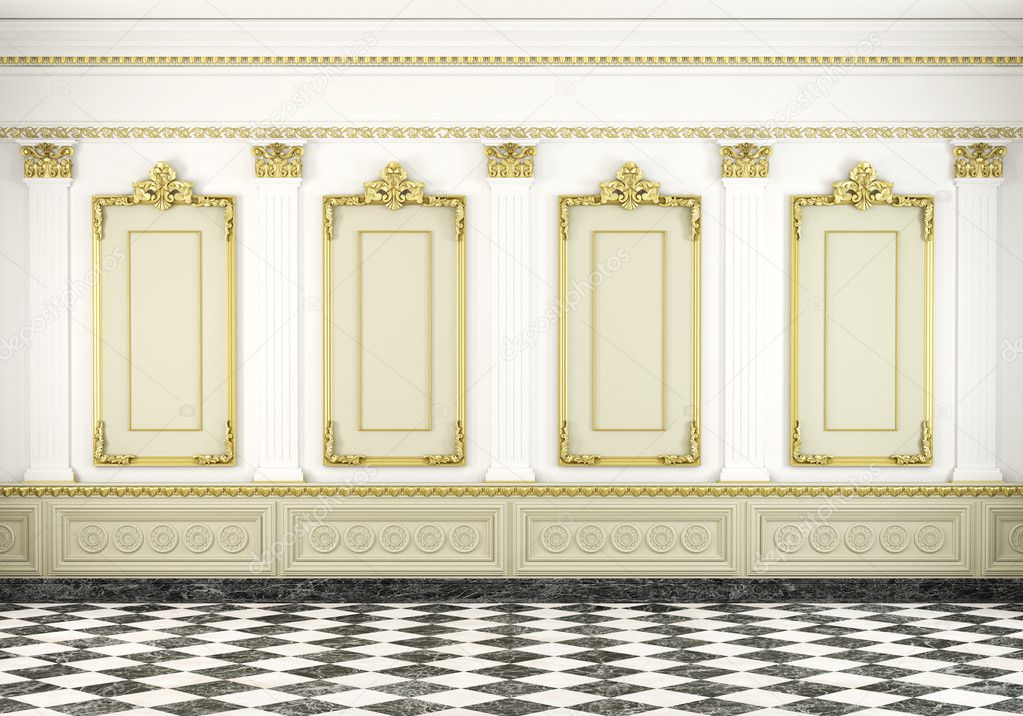 Classic wall background with golden molding