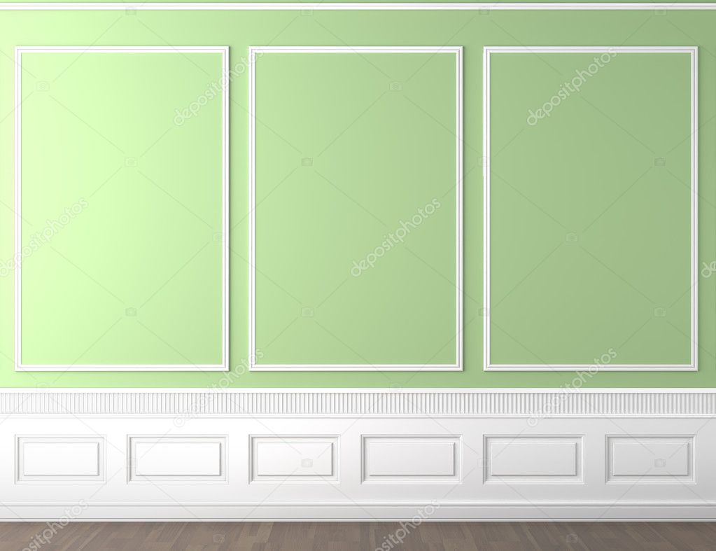Green classic wall copy space