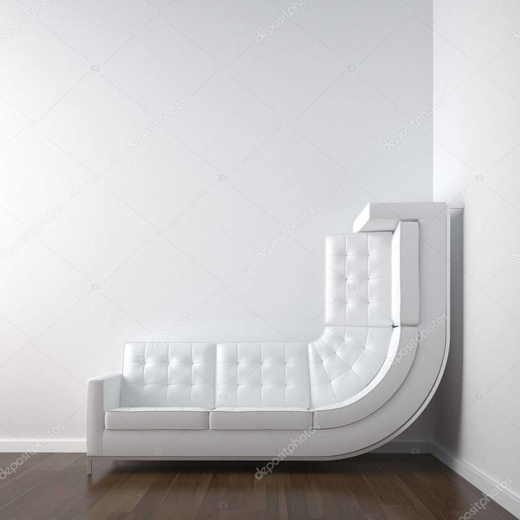 White corner room with couch