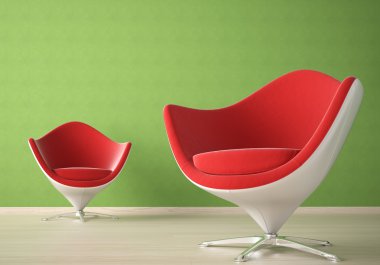 Interior design with 2 chairs clipart