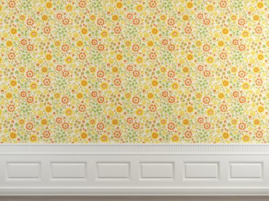 Flowery wallpaper wall clipart