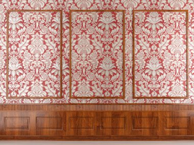 Red wallpaper and wood molding clipart