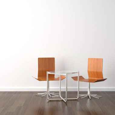 Two wooden chairs on white clipart