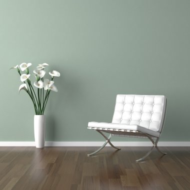 White barcelona chair on green clipart