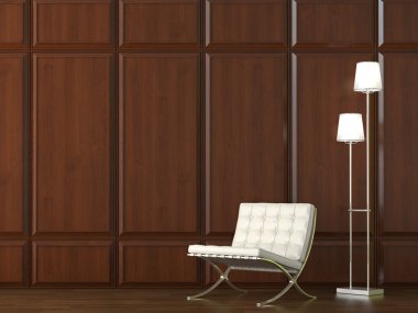 Chair on wood cladding wall clipart