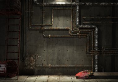 Grunge industrial pipe wall