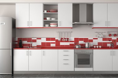 kırmızı mutfak modern iç tasarım