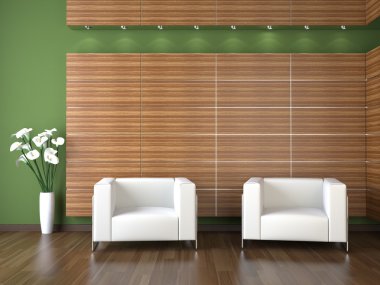 Interior design of modern waiting room clipart