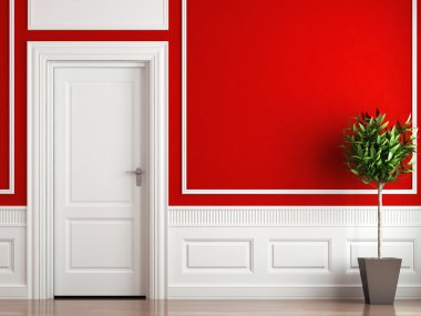 Interior design classic red and white clipart