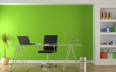 Interior design of modern green office clipart