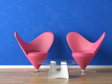 Pink seats on blue wall clipart
