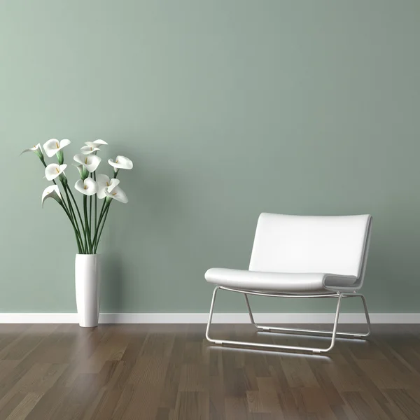 Λευκή καρέκλα της Βαρκελώνης σχετικά με πράσινο — Φωτογραφία Αρχείου