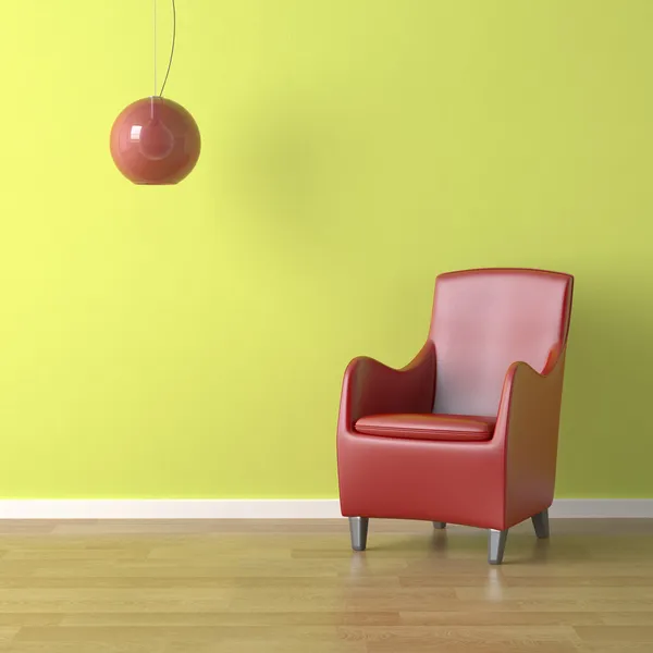 Roter Stuhl auf Grün — Stockfoto