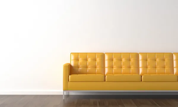 Gelbe Couch an weißer Wand — Stockfoto