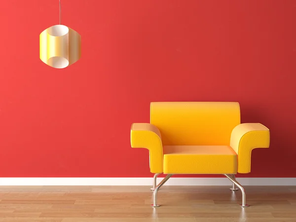 Diseño interior amarillo sobre rojo — Foto de Stock