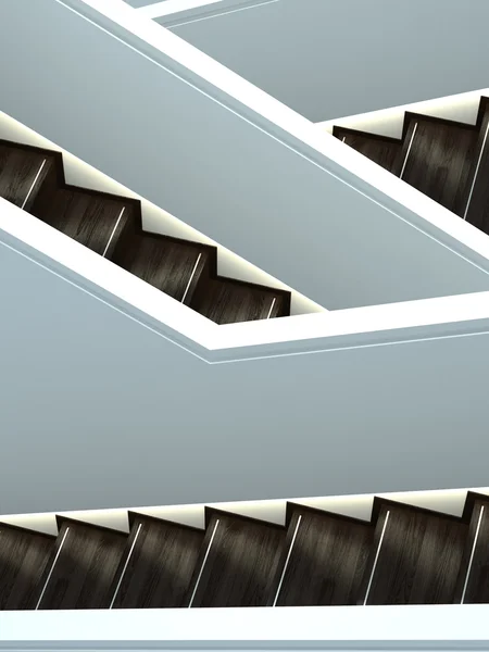 Abstracte interieur schot van trappen kruising — Stockfoto
