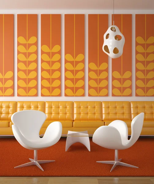 Retro design de interiores laranja — Fotografia de Stock