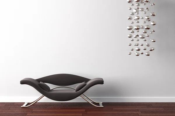 Interieur design leunstoel en lamp op wit — Stockfoto