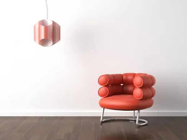 Fauteuil design intérieur orange sur blanc — Photo