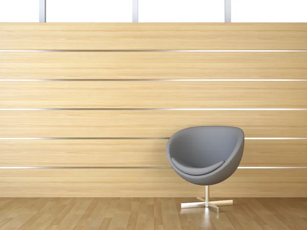 Design de interiores revestimento de madeira e cadeira — Fotografia de Stock