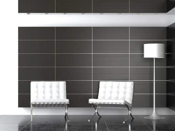 Design av interiör av moderna svarta och vita mottagning — Stockfoto