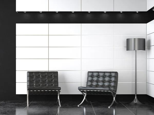 Interior design of modern black and white reception — Stock Photo, Image