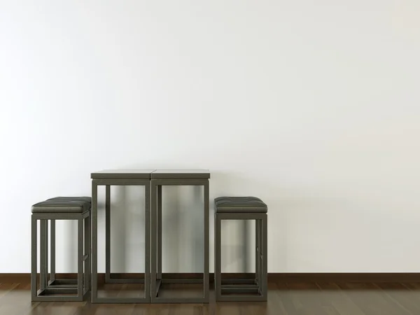 Interior design mobili neri su parete bianca — Foto Stock