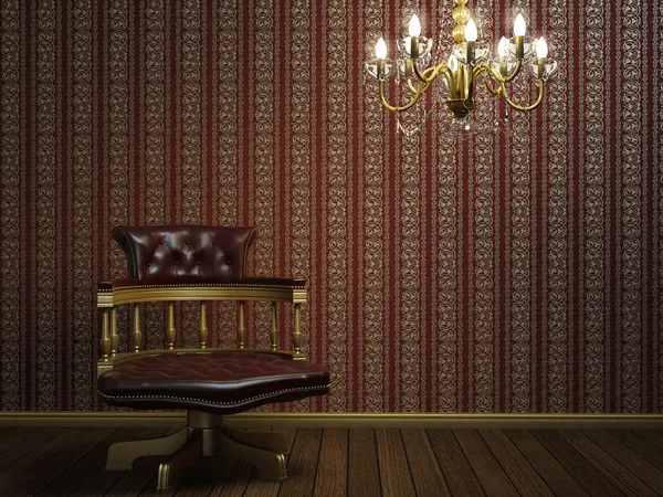 Дизайн интерьера классического кресла с золотыми деталями — стоковое фото