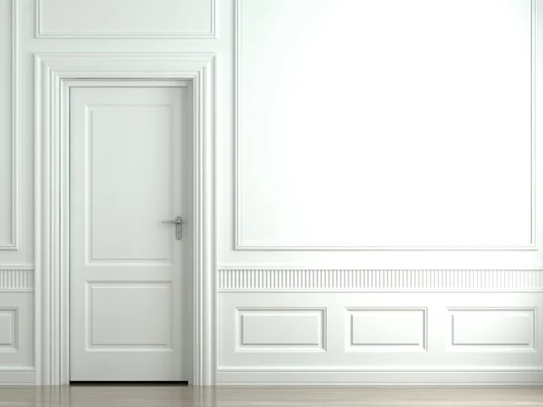 Parede clássica branca com porta — Fotografia de Stock