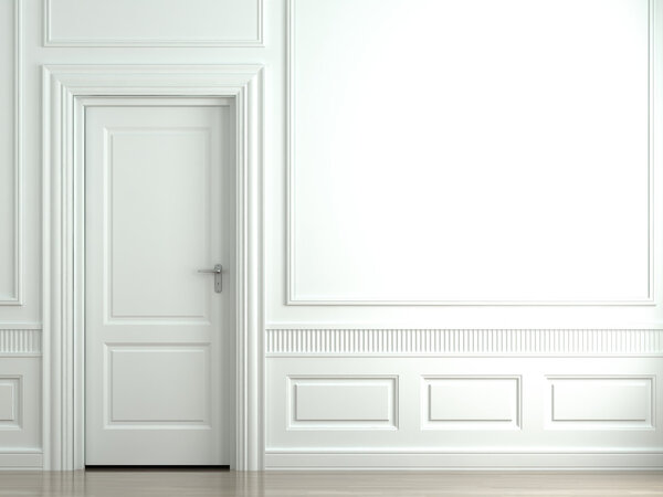 White classic wall with door