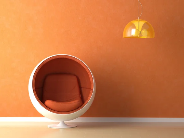 Orange wall interior design — Stock Photo, Image