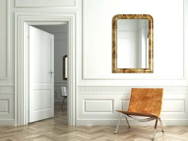 Espelhos interiores brancos clássicos do whit — Fotografia de Stock
