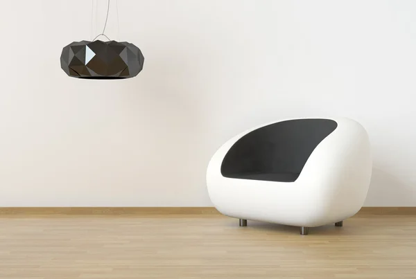 Design de interiores com mobiliário moderno mínimo em branco e preto — Fotografia de Stock