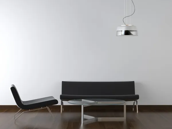 Interior design black living room on white — Stock Photo, Image