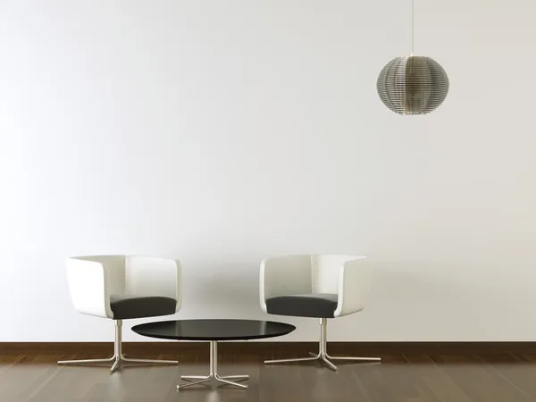 Interior design black furniture on white wall — Stock Photo, Image